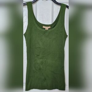 Michael Kors Ribbed Stretch Viscose Green Tank Size S